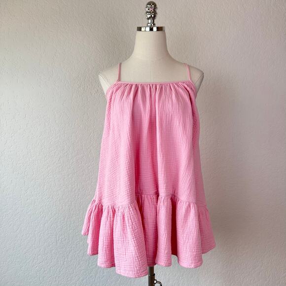 Mable Pink Tiered Sleeveless Mini Dress size Small Shoujo Coquette Strappy - Picture 1 of 9